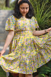 Sunshine Dahlia Bloom Short Dress